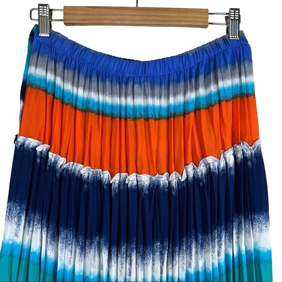 Jennie & Marlis maxi skirt M rainbow stripe pleated elastic waist maxi full boho - Picture 4 of 7
